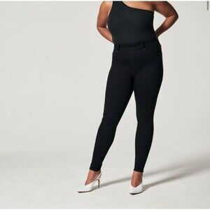 Spanx Jean-Ish Ankle Legging Women 1X Black Stretch Slim Skinny High Rise